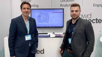 James Cobb from Crowd Connected and Florent from Mapwize announce the new partnership at ETL