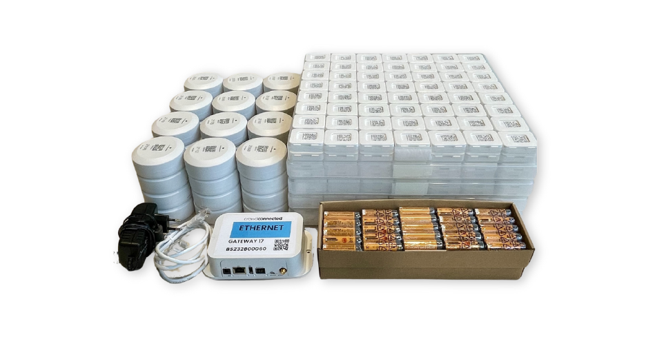 Crowd Connected lightweight tracking hardware including gateway, beacons and wearable tags