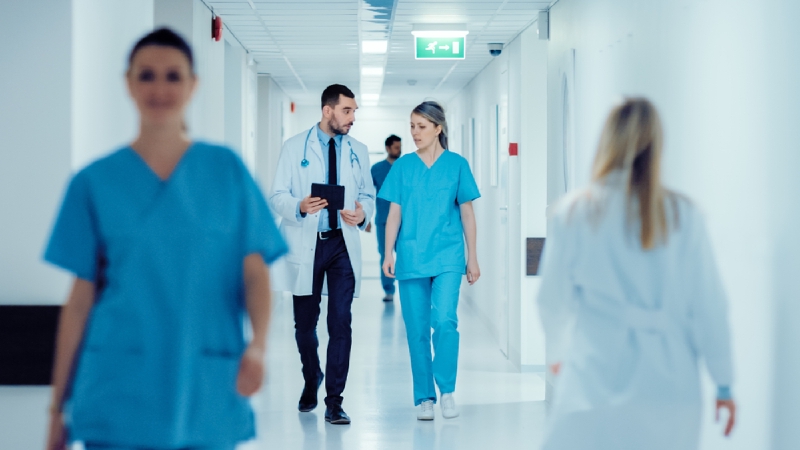 Busy staff in a hospital