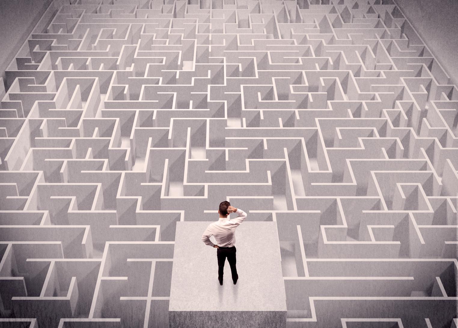 Visitor navigating a complex building using a smartphone wayfinding app