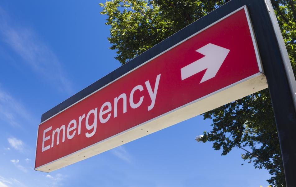 Wayfinding signage outside hospital emergency department